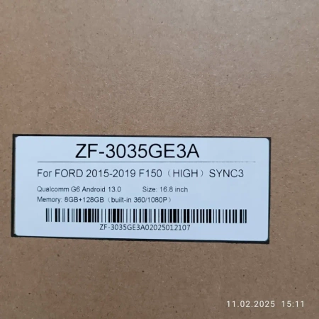 Carmedia ZF-3035-S3-GE штатная магнитола для Ford F150 2015-2019 (SYNC 3) на Android 13 c 8GB, DSP, 4G