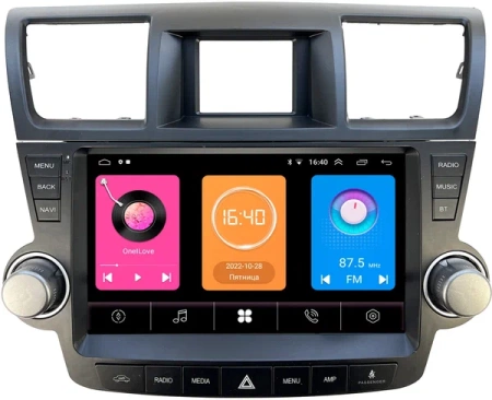 Штатная магнитола Toyota Highlander (U40) 2007-2013 для авто без усилителя (Тип3) OEM RK10-1180 на Android 10 (CarPlay, AHD, 1/32)