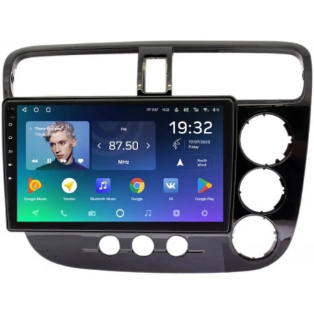 Штатное головное устройство Honda Civic 7 2000-2006 (для авто с климат-контролем, правый руль, глянцевая, черная) Teyes X1 WIFI 2/32 9 дюймов RM-9206 на Android 8.1 (DSP, IPS, AHD)