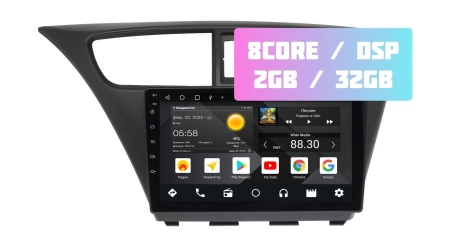 Штатная магнитола Honda Civic 2011 - 2017 (хэтчбэк) Wide Media MT9620QT-2/32 левый руль
