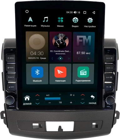 Штатная магнитола Canbox H-Line 5611-9-004-1 для Mitsubishi Outlander XL 2005-2013 без Rockford на Android 10 (4G-SIM, 4/32, DSP, QLed, Tesla)