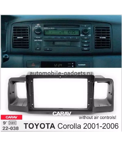 Carav 22-038 переходная рамка для установки автомагнитолы 9" в TOYOTA Corolla 2001-2006