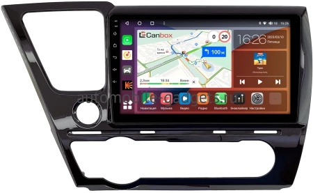Штатная магнитола Canbox H-Line 4166-9-0131 для Honda Civic 9 4D 2013-2017 (глянцевая, левый руль, седан) на Android 10 (4G-SIM, 4/32, DSP, QLed)