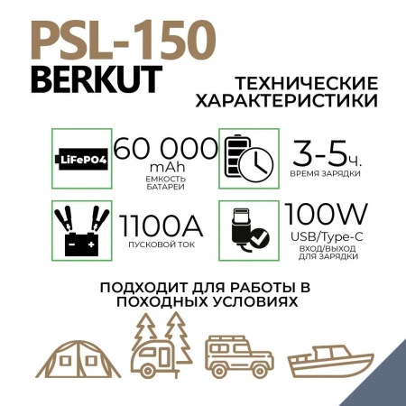 Портативная зарядная электростанция BERKUT SPECIALIST PSL-150