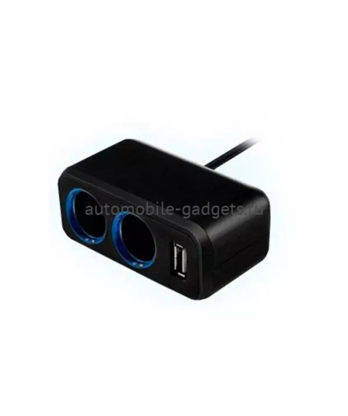 Разветвитель Neoline SL-211 на 2 розетки 1 USB с кабелем