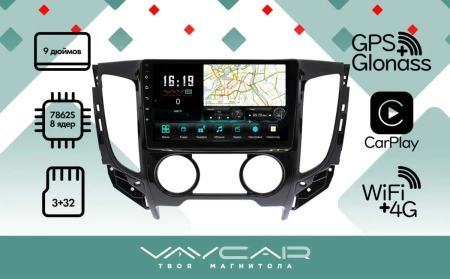 Магнитола Vaycar 09V3 для MITSUBISHI L200 2015-2018 Кондиционер (Андроид, 3+32Гб)
