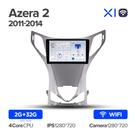 Штатное головное устройство Teyes X1 WIFI 2/32 9 дюймов RM-9-2550 для Hyundai Grandeur 5, Azera 2 2011-2016 на Android 8.1 (DSP, IPS, AHD)