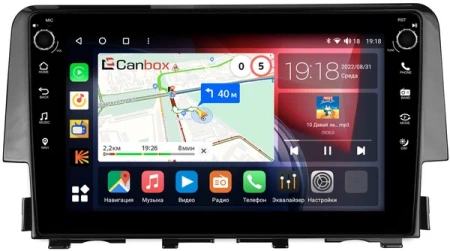 Штатная магнитола Honda Civic 10 2015-2021 Canbox M-Line 7801-9-650 на Android 10 (4G-SIM, 2/32, DSP, IPS) С крутилками