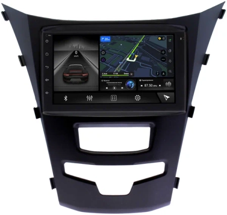Магнитола в штатное место 2 din SsangYong Actyon 2, Korando 3 2013-2024 Canbox M-Line 9863-RP-SYACC-67 на Android 10 (4G-SIM, 2/32, DSP) (173х98)