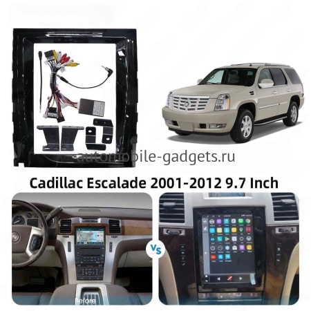 Carmedia SF-C9701FW (Tesla style) магнитола для Cadillac Escalade 3 2006-2014, SLS, STS 2007-2011 на Android 12 c 6GB, DSP, 4G