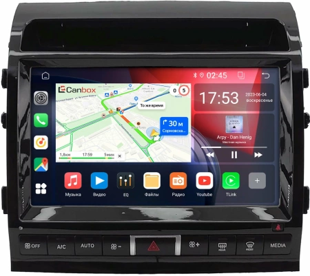 Штатная магнитола Toyota Land Cruiser 200 2007-2009 (Тип C, глянцевая) Canbox RS10-2147 1.5/32 на Android 10 (IPS, DSP, CarPlay)