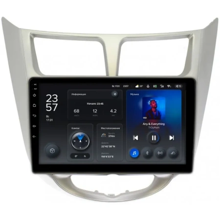 Штатное головное устройство Teyes X1 WIFI 2/32 9 дюймов RM-9270 для Hyundai Solaris, Accent 4 2010-2019 (серебро) на Android 8.1 (DSP, IPS, AHD)