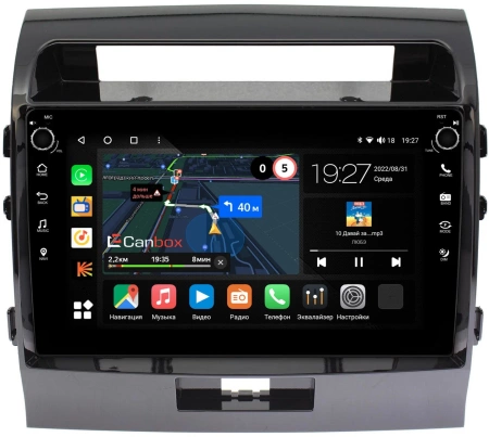 Штатная магнитола Toyota Land Cruiser 200 2007-2015 (для авто с NAVI) (черная глянцевая) Canbox M-Line 7805-1006 на Android 10 (4G-SIM, 2/32, DSP, QLed) С крутилками