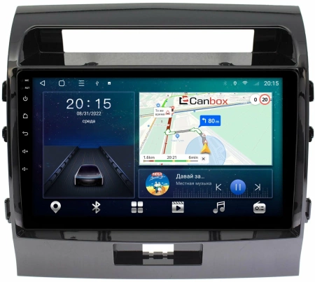 Штатная магнитола Toyota Land Cruiser 200 2007-2015 (для авто с NAVI) (черная глянцевая) Canbox L-Line 4295-1006 на Android 10 (4G-SIM, 6/128, TS18, DSP, QLed)