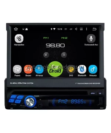 1 din магнитола с выдвижным экраном Roximo CarDroid RD-1001D на Android 10 c 4GB оперативной памяти и DSP процессором