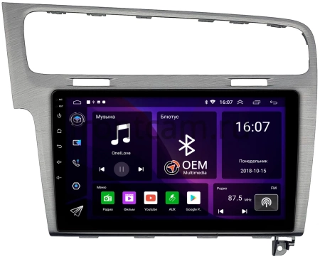 Штатная магнитола Volkswagen Golf 7 2012-2020 (серая) Canbox RS10-048 1.5/32 на Android 10 (IPS, DSP, CarPlay)