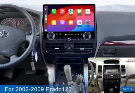 Carmedia ZF-3036-GE ("Тесла-стиль") штатная магнитола для Toyota LC Prado 120, Lexus GX 470 (2002-2009) на Android 13 c 8GB, DSP, 4G